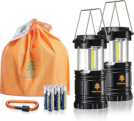 Amazon Com Forester Camping Lanterns 2 Pack Bright Cob Led For Camping Hiking Power Outage Survival Kit Emergency Light 6 X Aa Batteries Included Home Improvement