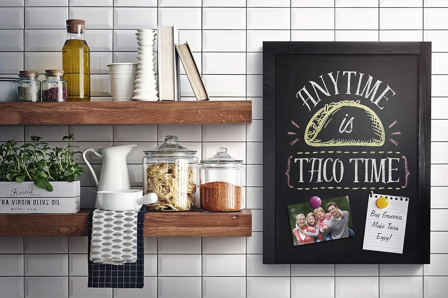 Chalkboard - Magnetic, Non-Porous - Vintage Decor - Chalk Board for Wedding, Kitchen, Bar, Restaurant, Menu & Home - Chalkboard Sign - Wall Mounted, Framed Chalkboard - Black (18" x 24") : Office Products
