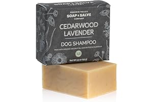Chagrin Valley Soap & Salve Certified Organic Dog Shampoo and Conditioner - Dog Shampoo Itchy Skin Relief and Puppy Essentials - Natural Handmade Cedarwood Lavender, 3.8 oz Bar Soap