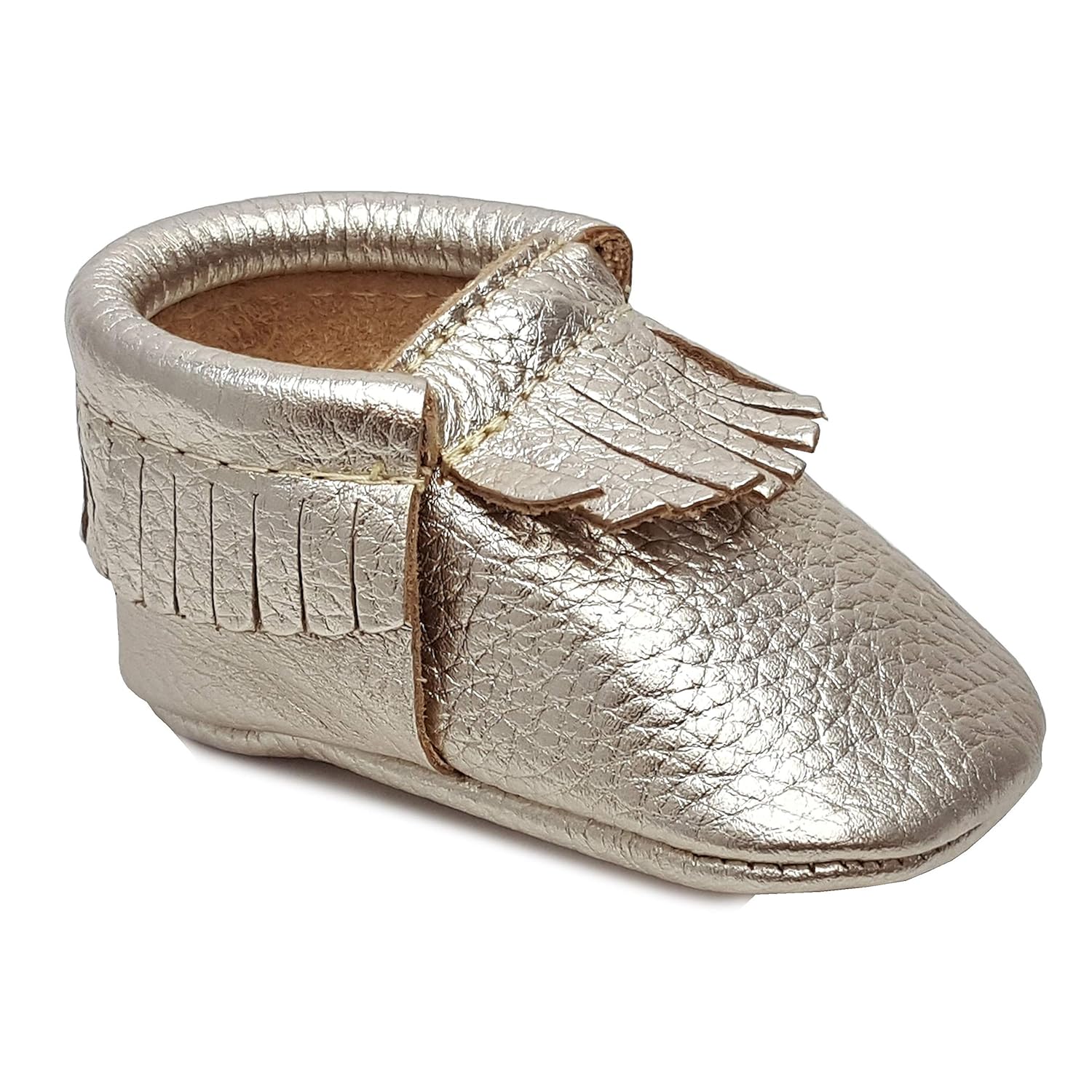 First Steps Classic Premium Platinum Leather Moccasins Size 2