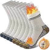 COOPLUS Merino Wool Hiking Socks for Men Thermal Warm Cushion Crew Winter Work Boot Socks (4 Pairs)