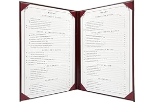 Goodsmart Columbia Casebound Menu Covers – 5-Pack, Burgundy Premium Faux Leather Restaurant Menu Holders, 8.5" x 14", 2-View with Interior Album Corners