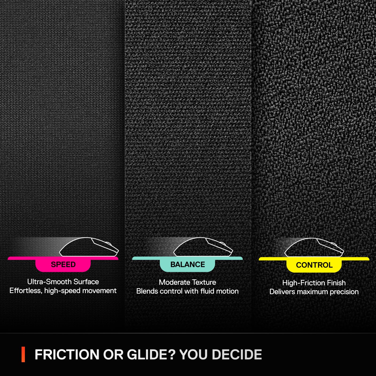 SteelSeries QcK XL Performance Control Gaming Mousepad — Extra Density for a Smooth Glide — Low-Profile Edge Stitching — Non-Slip Neoprene Rubber Base — 15.75 x 34.43 inch — FPS, MOBAs, RTS, MMO
