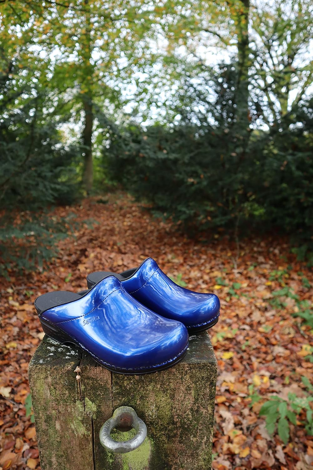 sanita patent leather clogs