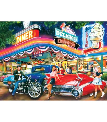 RoseArt Back To The Past Puzzle 'Tail Gating Fun' – 750 Teile, Fertig 68,6 X 50,8 Cm, Mit Poster, Aus Recyceltem Karton