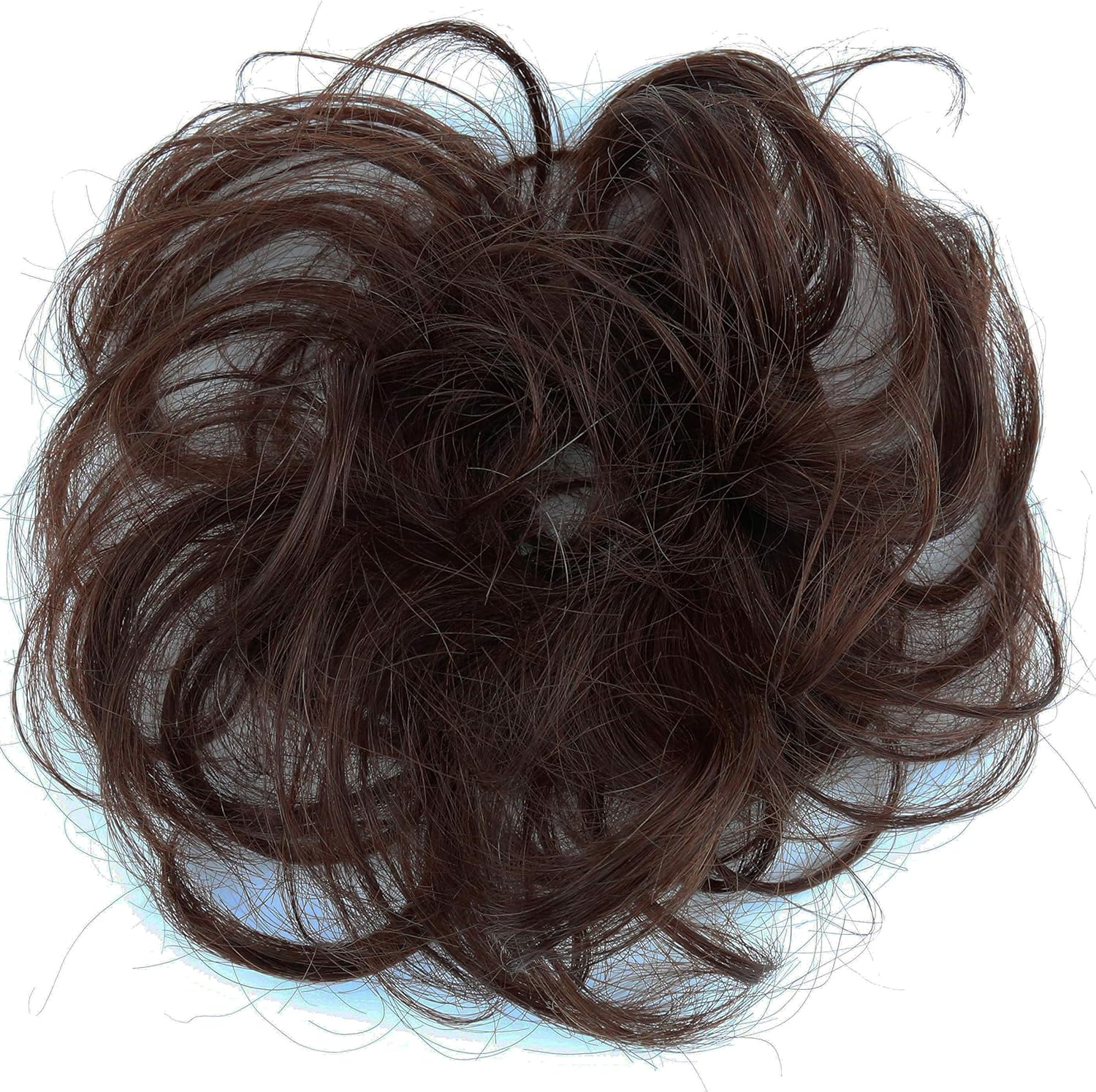 CAISHA 100% HUMAN HAIR Scrunchie Hair Piece Updo Braid Hair Scrunchy Messy Bun Brown H312d, brown #4 H312d, 6 x 3 cm - Image 3