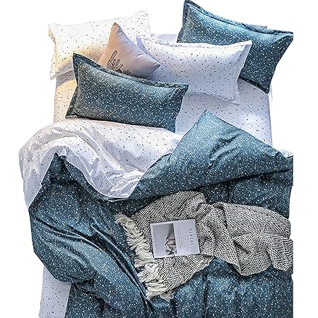 Ed Lumos Dark Blue Floral Design Duvet Cover Set With 2