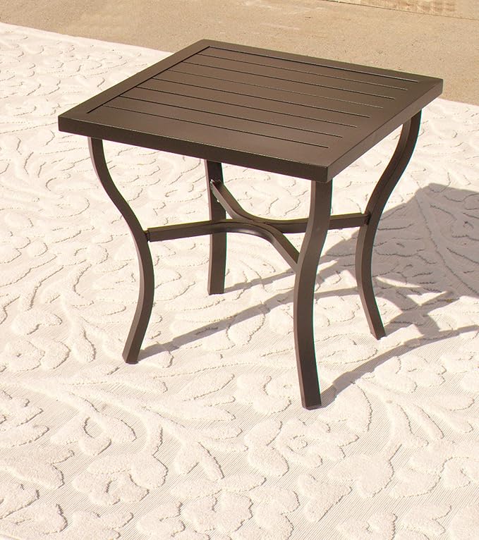 Pebble Lane Living Square PowderCoated Aluminum Slat Top