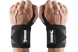 DMoose Fitness Wrist Wraps for Weightlifting 18" - Heavy Duty Gym Wrap with Hand Thumb Loop for Support & Pain Relief, USPA A