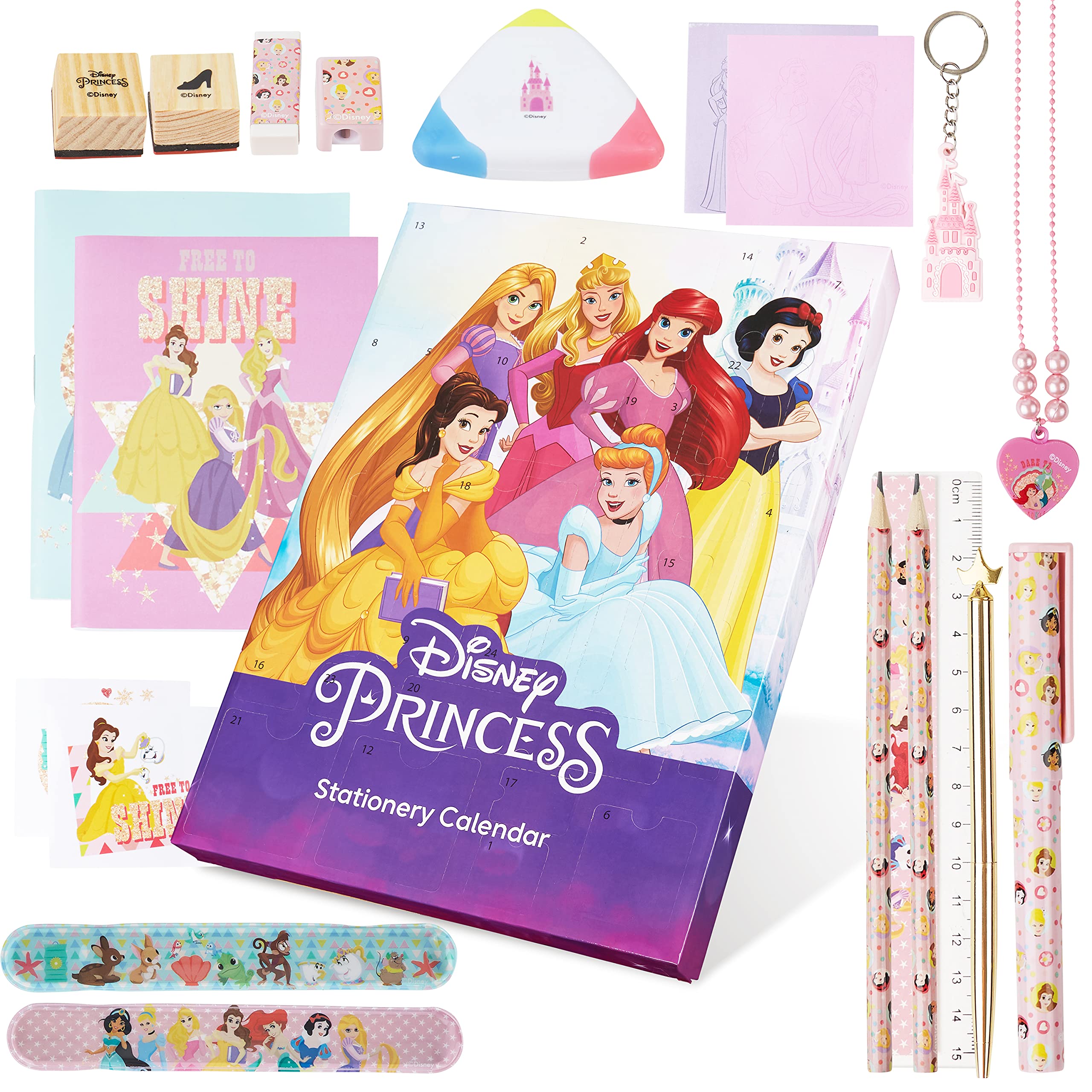 Disney Princess Advent Calendar 2023 Kids Stationery Supplies Christmas Advent Gifts for Girls
