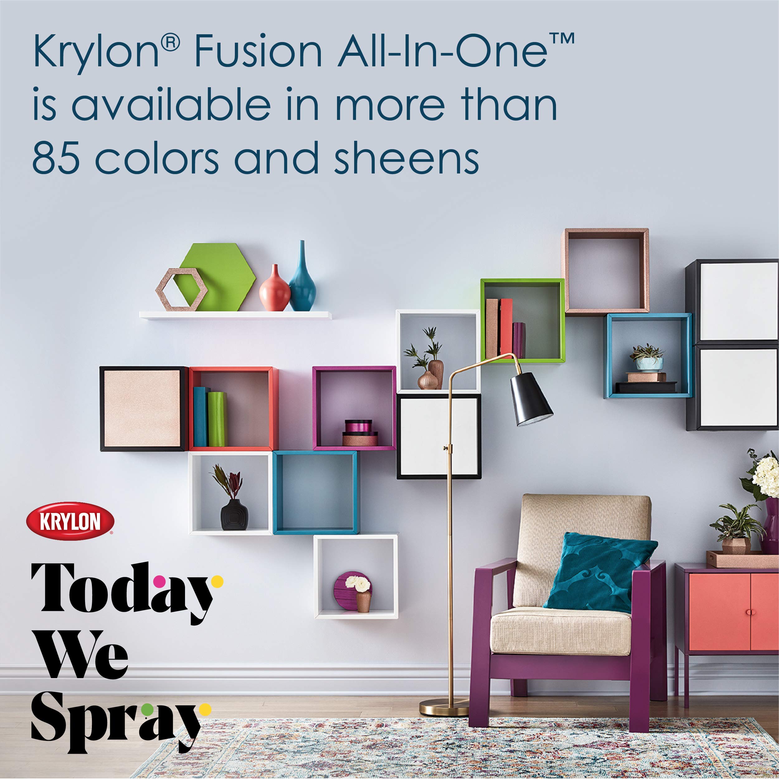 Krylon Fusion All-In-One Adhesive Spray Paint for Indoor/Outdoor Use, 12 oz, Black