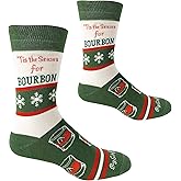 Tis the Season For Bourbon Men's Socks | Bourbon Gift for Men Funny Novelty Fashion Dress Socks | Unique Stocking Stuffer for Bourbon Whiskey Lovers