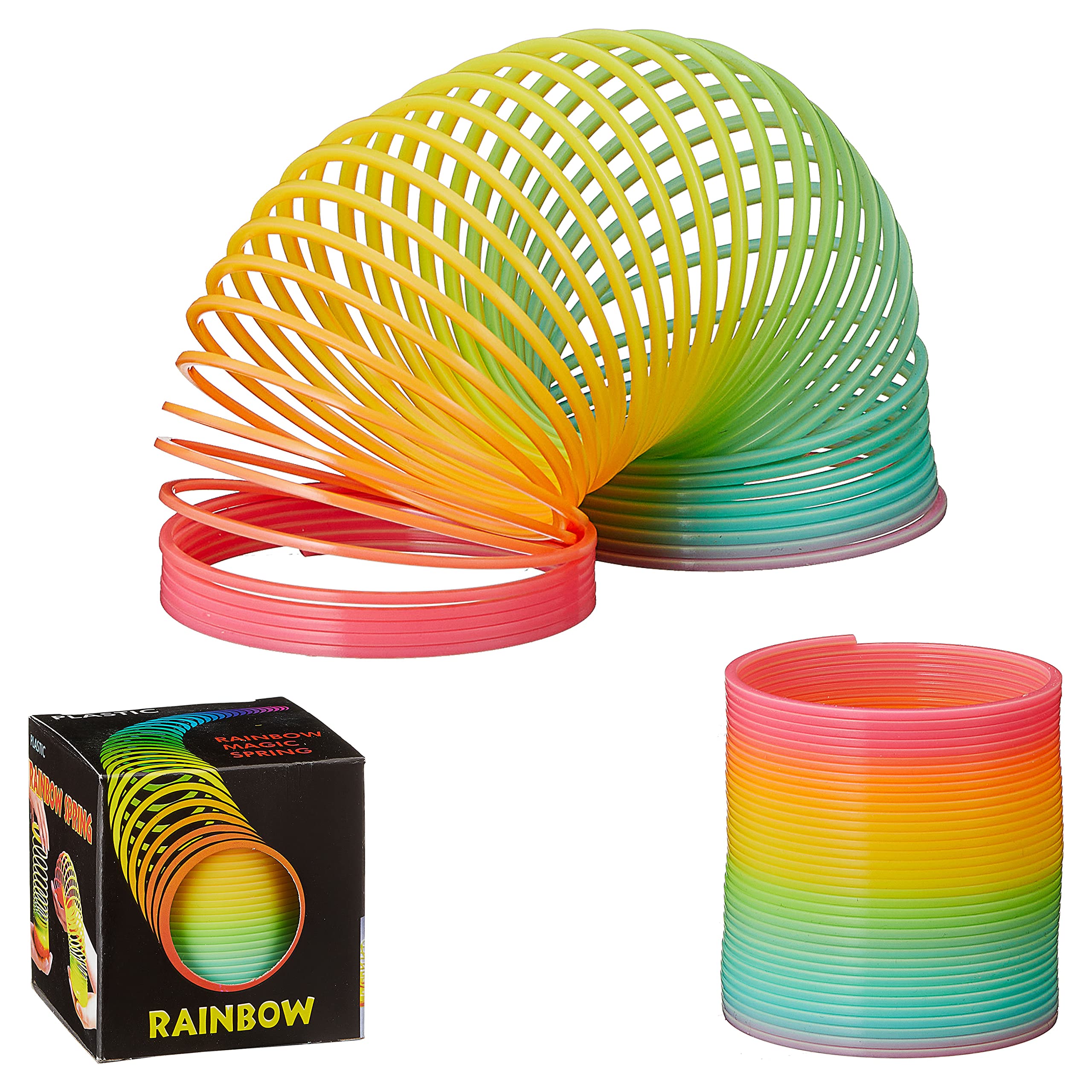 Cepewa 1 x Rainbow Spiral Spring Spiral Running Feather Diameter Approx. 70 mm Height Approx. 65 mm Rainbow Colours Plastic