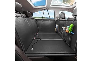 MYJAQI Back Seat Extender for Dogs, Waterproof Dog Car Seat Cover for Back Seat with Hard Bottom, 2025 Upgraded Material, Anti Scratch, Safer, Easy to Use and Clean, Black