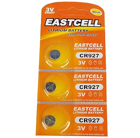 EASTCELL 3 x CR927 3V Lithium Knopfzelle 30 mAh (1 Blistercard a 3 Batterien) EINWEG Markenware