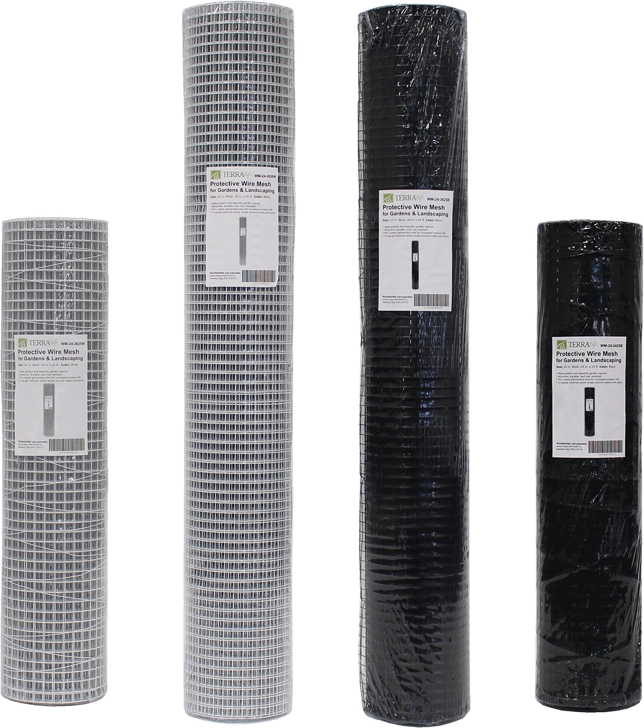 Terra Life 1/2 mesh, 24 Inch Tall x 50 Foot Long, Wire mesh & Hardware Cloth, Galvanized Wire + PVC Protective Coating (Black)