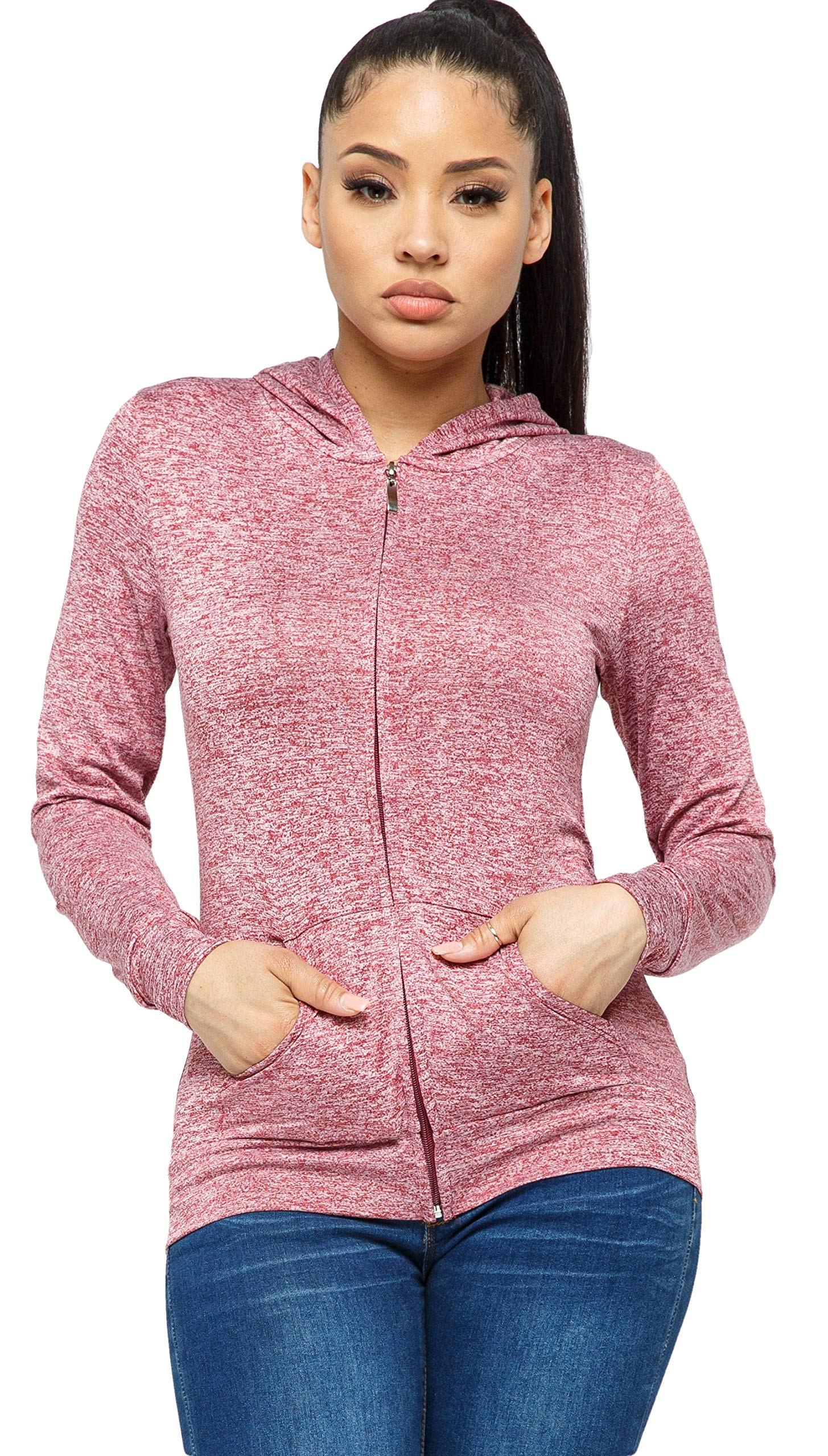 WINESTER & COMPANY Women's Hoodie - Casual Long Sleeve Full Zip Up Slim Fit Hooded Jacket Sweatshirt Workout Active Top