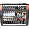 Audio2000'S AMX7382 Six-Channel Powered Audio Mixer with 320 DSP Sound Effects, Stereo Sub Out with Sub-Out Level-Control Fader, Level-Control Faders on All Channels, and USB/Computer Interface