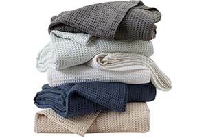 Great Bay Home 100% Cotton Waffle Weave Navy Bed Blanket. Super Soft, All Season Textured Blanket. King Blanket for Bed or Couch (King, Navy)