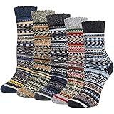 5 Pairs Womens Wool Socks Winter Cute Cat Warm Socks Thick Knit Cozy Socks Gifts for Women