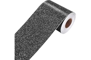 Yenhome 10CMx6M Black Glitter Textured Wallpaper Border Peel and Stick Mirror Frame Border Peel and Stick for Bathroom Backsp