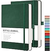 RETTACY Bullet Dotted Journal, 2-Pack, A5 Dotted Notebook Journal with 160 Numbered Pages per Pack, 5.7'' × 8.3'', Medium Siz