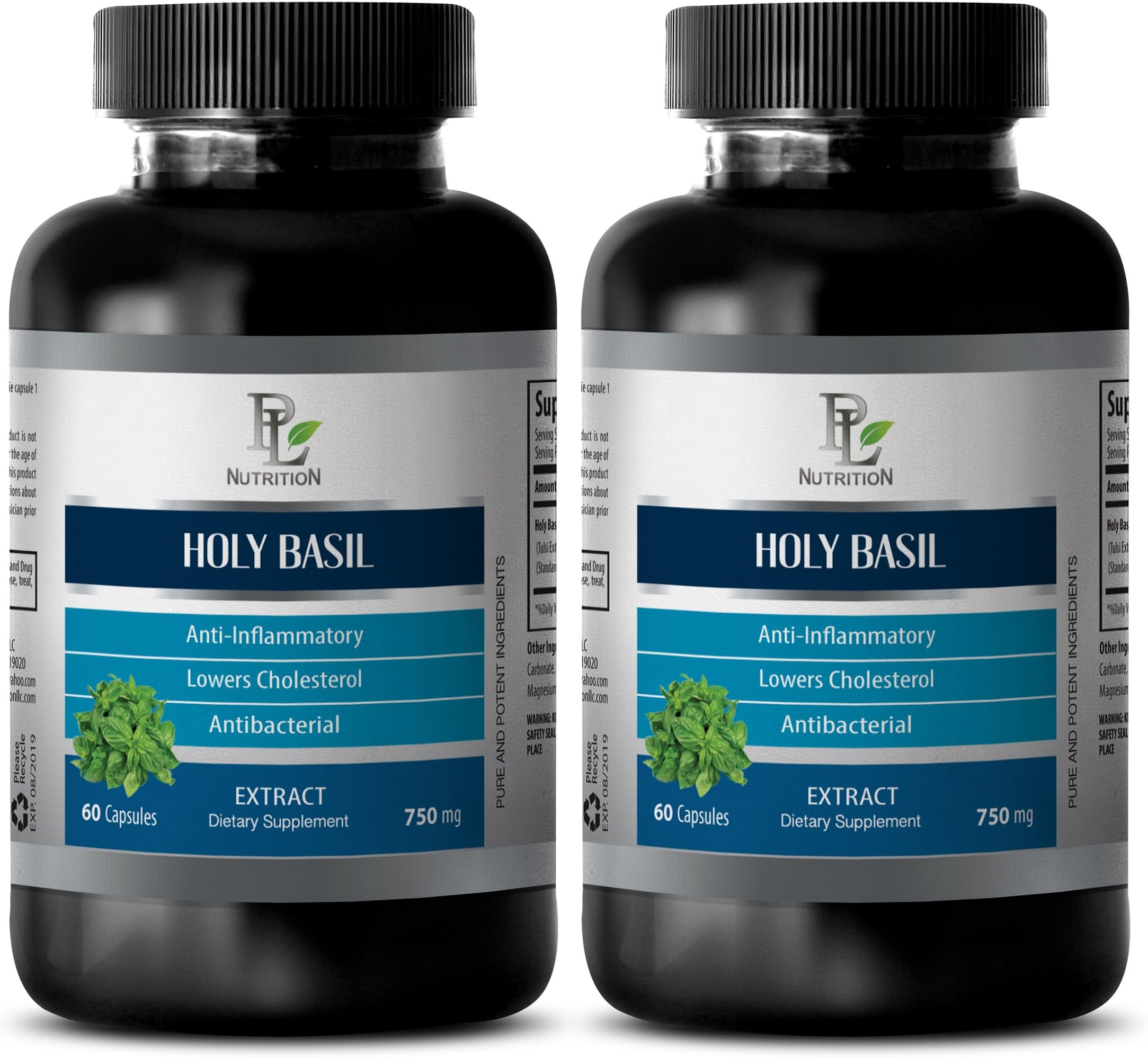 Immune System Booster - HOLY Basil Extract (Dietary Supplement) - Tulsi holy Basil - 2 Bottles 120 Capsules