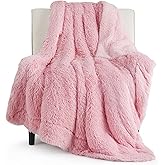 Bedsure GentleSoft Fluffy Pink Throw Blanket, Pink Decor Cozy Gifts for Teenage Girls, Soft Fuzzy Plush Thick Warm Furry Sherpa Fleece Faux Fur Throw Blanket for Couch, Cute Stuff for Women, 50x60