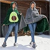 Double-Sided 12V Wearable Heated Blanket with Battery,15000mAh Reversible Heated Shawl Blanket,Solid color & Avocado Electric Throw Blanket for Car,Indoor,Pajama Party,Outdoor,Camping,Christmas