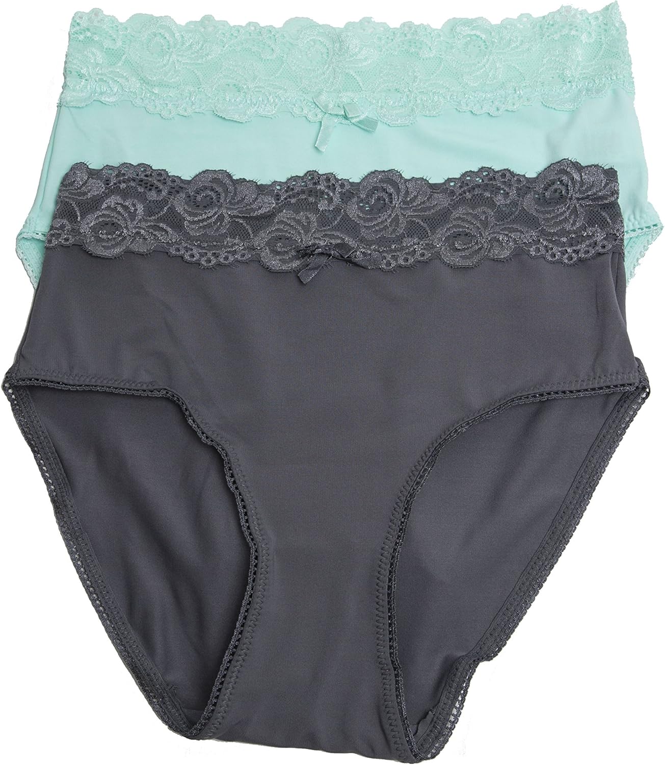 kathy ireland Womens 2 Pack of High Waist Lace Trim Brief Panties 1XL