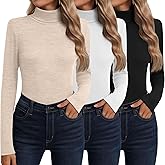 Neer 3 Pack Cotton Women's Turtleneck Long Sleeve Tops Thermal Underwear Base Layer Fall Winter Shirts Sweater