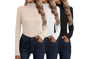 Neer 3 Pack Cotton Women's Turtleneck Long Sleeve Tops Thermal Underwear Base Layer Fall Winter Shirts Sweater