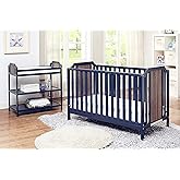 Suite Bebe Brees Convertible Island Crib in Midnight Blue and Vintage Walnut, 53.5x37.5x30.5 Inch (Pack of 1)