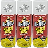 Bengal Roach Spray, Odorless Stain-Free Dry Spray, 3-Count, 9 Oz. Aerosol Cans