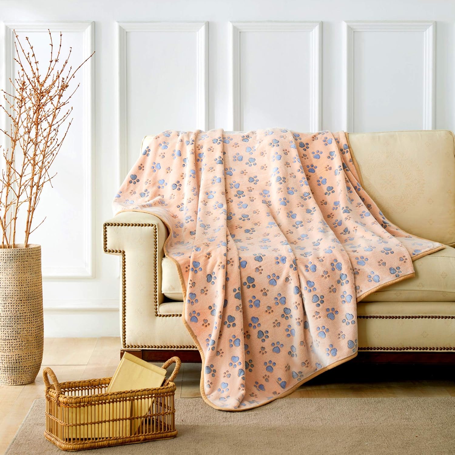 Allisandro Extra Softness and Fluffy 350 GSM Lightweight Microplush Fleece Throw Blanket for Small, Medium and Large Dogs, Puppies, Cats and Kittens, Brown, 40 x 32 Inches : Pet Supplies