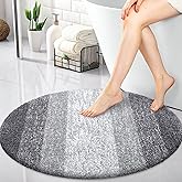 OLANLY 30-inch Round Bathroom Rugs, Extra Soft and Absorbent Microfiber Bath Rugs, Quick Dry Machine Washable Bath Mats for Bathroom Floor, Tub and Shower, Home Decor Accessories, Grey