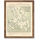 Framed Golf Map - Augusta National Golf Club Course, 1954, Vintage Wall Art, 11x14 (11x14 Framed)
