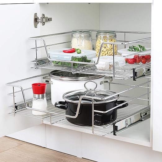 Hi Teleskop Schublade Kuchenschrank Schublade Fur 60 Cm Kuchenschranke Aufbewahrungskorb Schublade Einbau Teleskop Korb Fur Kuchenschrank Aus Metall Verchromt Amazon De Kuche Haushalt