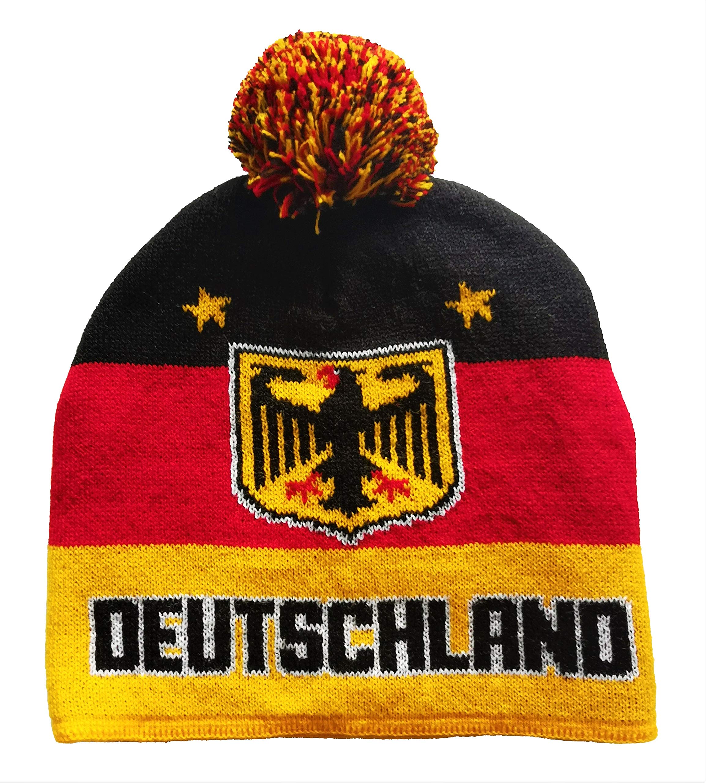 Generisch Germany Unisex Adult Winter Beanie Hat Black, Red, Yellow Federal Eagle and Country Colours Stadium Football Winter