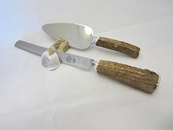 Unique Antler Handled Wedding Cake Knife & Server Set Handmade