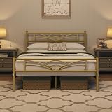 Yaheetech 4ft6 Double Bed Frame Cloud Headboard Metal Slats 363kg Gold view 2