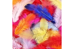 WHITEFEATHER 300pcs Mixed Color Feathers Bulk for Crafts - 3-5 Inch Natural Rooster Feathers for Dream Catchers, DIY, Kids Crafts, Party & Jewelry Decoration (26 Colors, Soft & Fade-Resistant)
