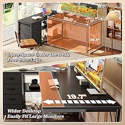 PRAISUN 53" L Shaped Desk with Power Outlets and