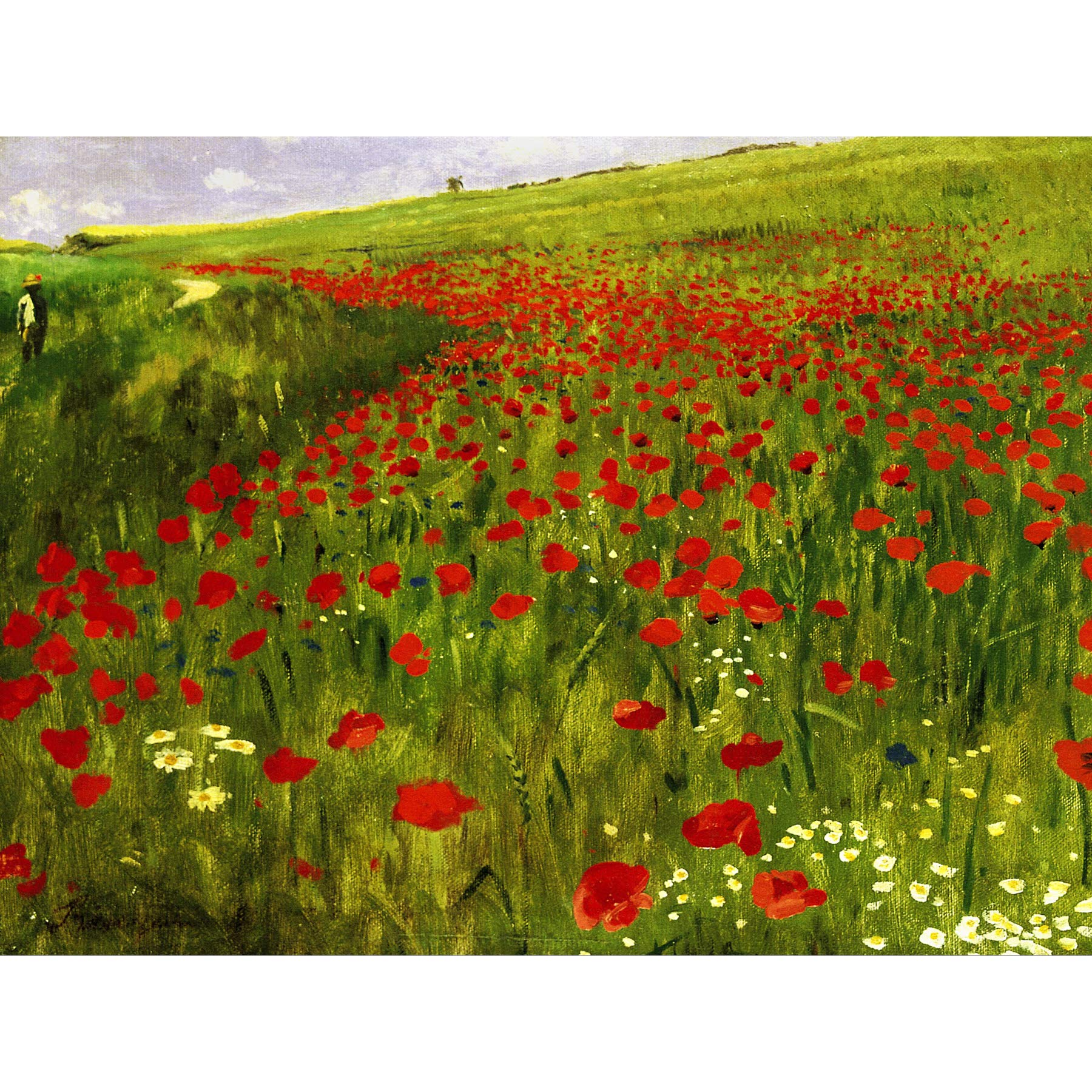 Szinyei Merse Pal Meadow With Poppies Large Wall Art Print Canvas Premium Poster Mural