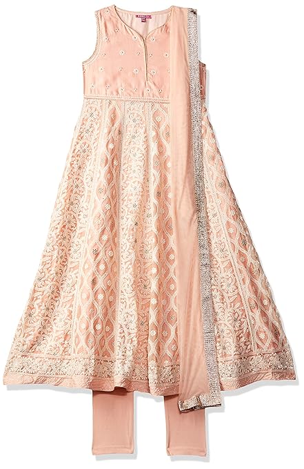 Girl's Cotton Salwar Suit Set (128544_ Peach_ 9)