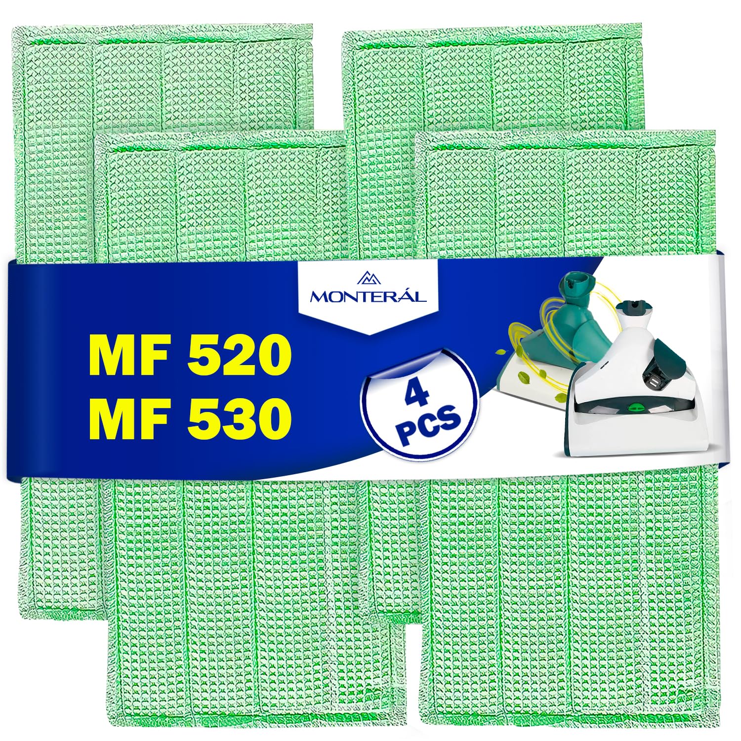 MONTERAL 4 Pieces Microfibre Cleaning Cloths MF520 MF530 for Vorwerk Kobold SP520 SP530 - Warranty 10 Years