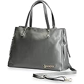 Baroncelli Large Leather Tote Bag Genuine Italian Pebbled Leather Designed and Made in Italy