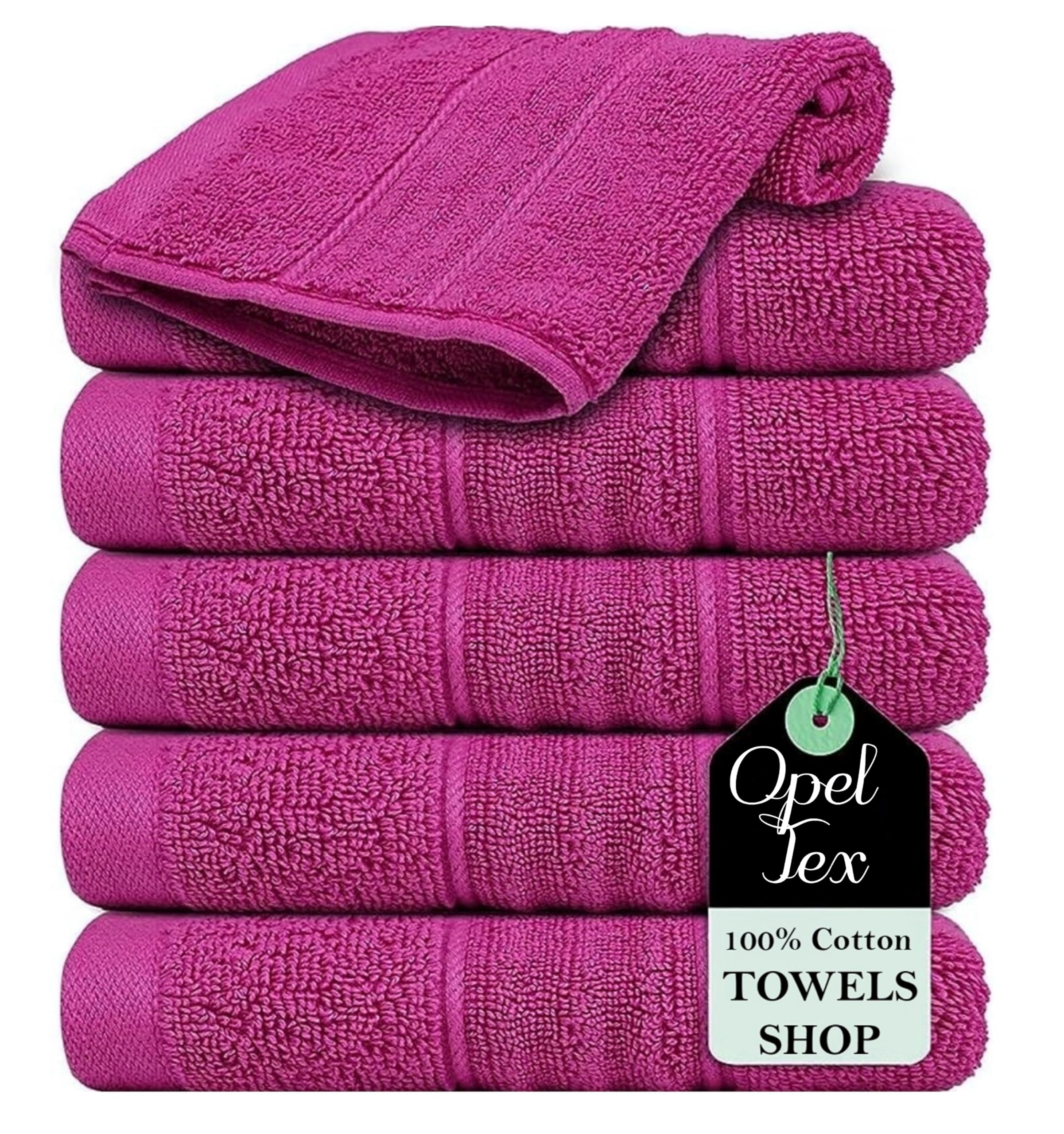 OPEL TEX 6X Face Cloth Flannels 100% Egyptian Cotton Set (30 x 30 cm, 600-GSM) Super Soft Highly Absorbent Quick Dry Hand Washcloths Gym Spa Towels (Pink)