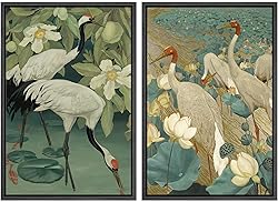 MUDECOR Framed Canvas Print Wall Art Elegant Cranes