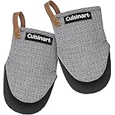 Cuisinart Heritage Mini Oven Mitts–5.5”x7” Heat-Resistant Kitchen Mitts for Oven with Non-Slip Neoprene Palm, Cotton Filling, and Faux Leather Loop–Durable Oven Mitt Set (Black/White Mini Houndstooth)